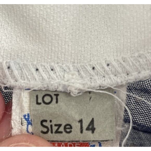 Vintage Womens Sheer Blue/White Polka Dot Midi Dress Size 14 Pearl Button - Picture 3 of 7